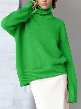 a new day Bright Green Turtleneck Oversized Sweater